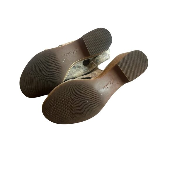 Clarks Giselle Cove Beige Floral Sandals Slingback Neutral Cork Wedges Size 11 - Picture 14 of 16